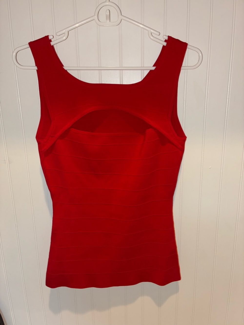 Cache Red Ribbed Sleeveless Tank